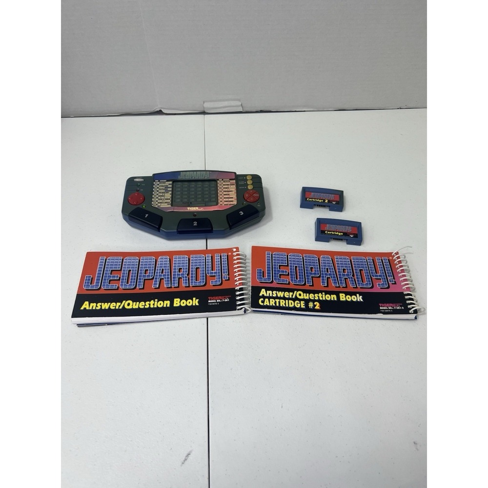 Wheel of Fortune & Jeopardy Handheld Game 1995 Tiger W/Cartridges WORKS TESTED